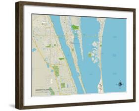 Political Map of Merritt Island, FL-null-Framed Art Print