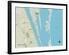 Political Map of Merritt Island, FL-null-Framed Art Print