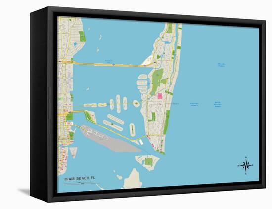 Political Map of Miami Beach, FL-null-Framed Stretched Canvas