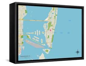 Political Map of Miami Beach, FL-null-Framed Stretched Canvas