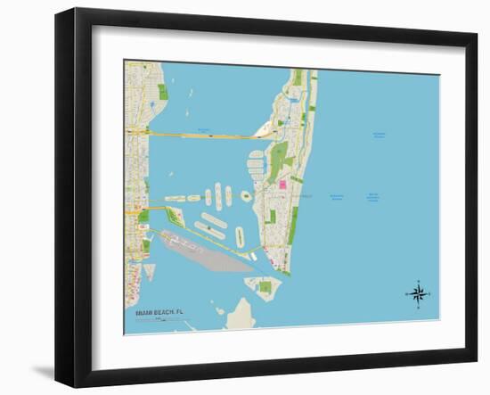 Political Map of Miami Beach, FL-null-Framed Art Print