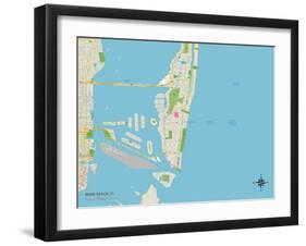 Political Map of Miami Beach, FL-null-Framed Art Print