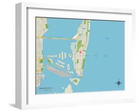 Political Map of Miami Beach, FL-null-Framed Art Print