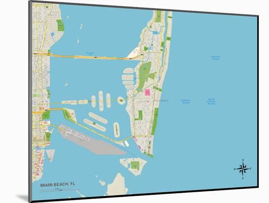 Political Map of Miami Beach, FL-null-Mounted Art Print