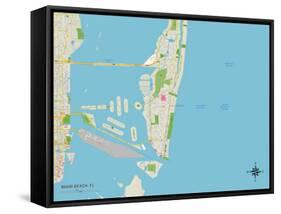 Political Map of Miami Beach, FL-null-Framed Stretched Canvas