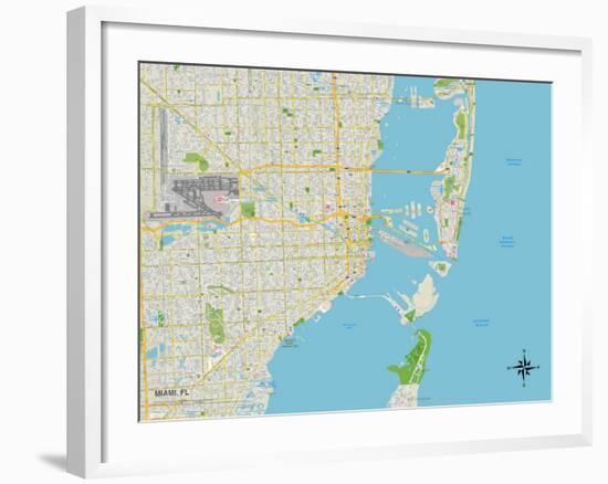 Political Map of Miami, FL-null-Framed Art Print