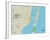 Political Map of Miami, FL-null-Framed Art Print