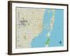 Political Map of Miami, FL-null-Framed Art Print