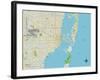 Political Map of Miami, FL-null-Framed Art Print