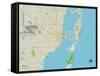 Political Map of Miami, FL-null-Framed Stretched Canvas