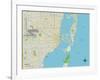 Political Map of Miami, FL-null-Framed Art Print