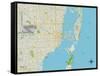 Political Map of Miami, FL-null-Framed Stretched Canvas