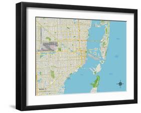 Political Map of Miami, FL-null-Framed Art Print