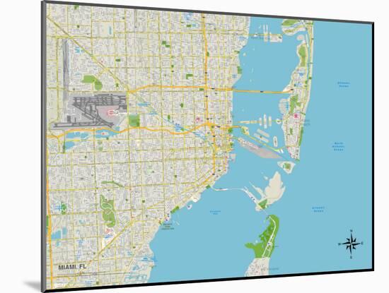 Political Map of Miami, FL-null-Mounted Art Print