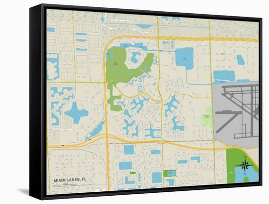 Political Map of Miami Lakes, FL-null-Framed Stretched Canvas