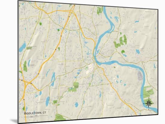 Political Map of Middletown, CT-null-Mounted Art Print