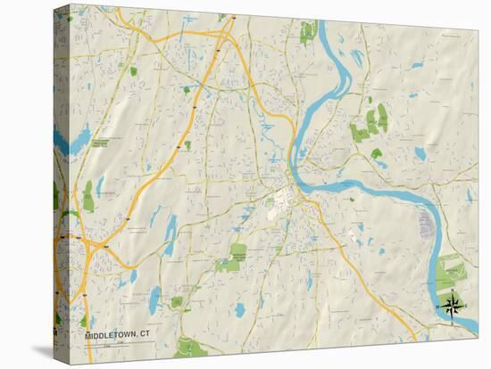 Political Map of Middletown, CT-null-Stretched Canvas