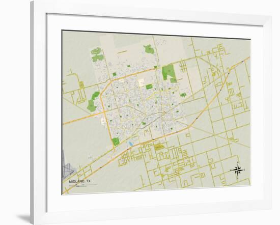 Political Map of Midland, TX-null-Framed Art Print