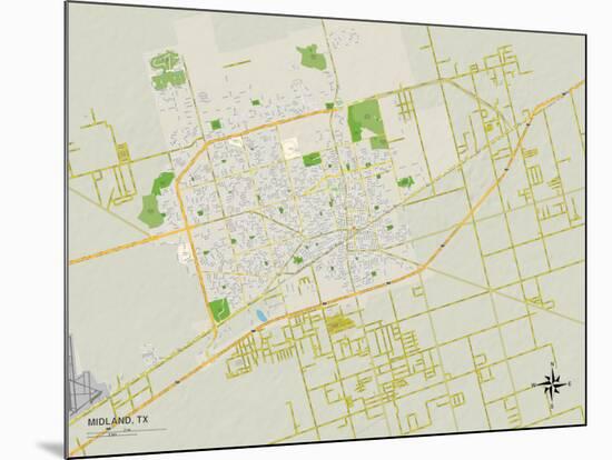 Political Map of Midland, TX-null-Mounted Art Print