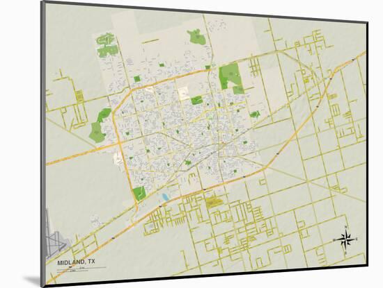 Political Map of Midland, TX-null-Mounted Art Print