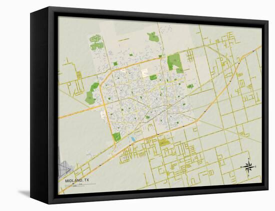 Political Map of Midland, TX-null-Framed Stretched Canvas