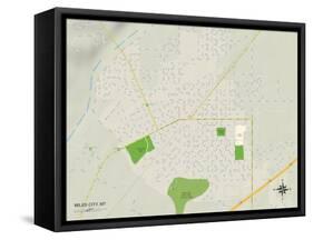 Political Map of Miles City, MT-null-Framed Stretched Canvas