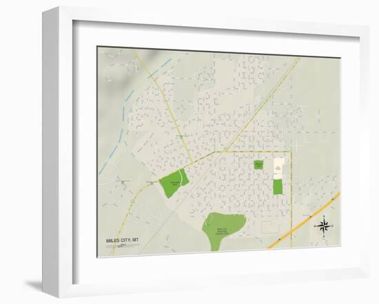 Political Map of Miles City, MT-null-Framed Art Print