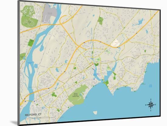 Political Map of Milford, CT-null-Mounted Art Print