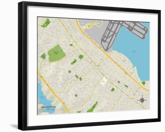 Political Map of Millbrae, CA-null-Framed Art Print