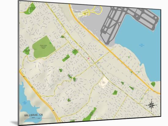 Political Map of Millbrae, CA-null-Mounted Art Print