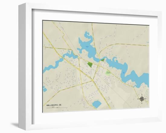 Political Map of Millsboro, DE-null-Framed Art Print