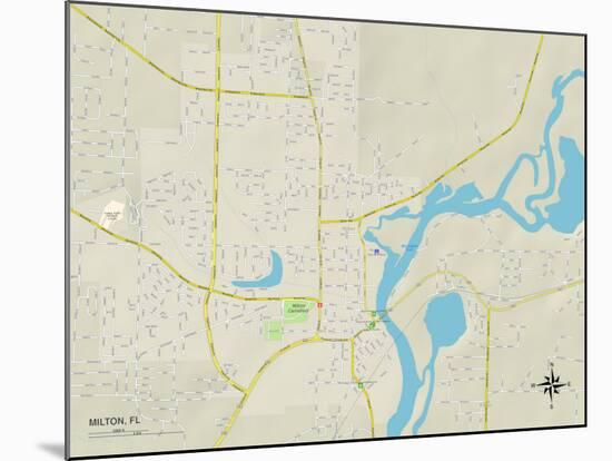 Political Map of Milton, FL-null-Mounted Art Print