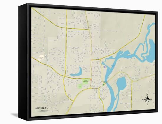 Political Map of Milton, FL-null-Framed Stretched Canvas