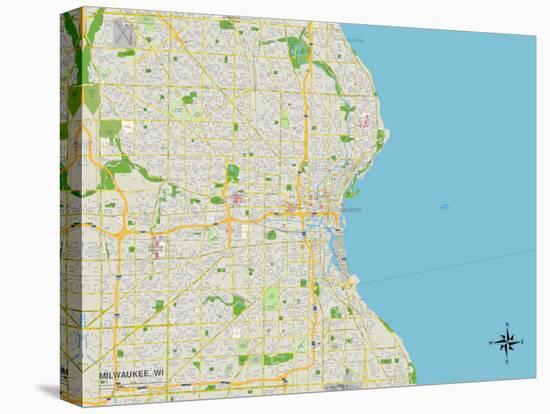 Political Map of Milwaukee, WI-null-Stretched Canvas