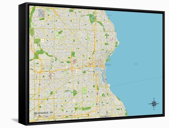 Political Map of Milwaukee, WI-null-Framed Stretched Canvas