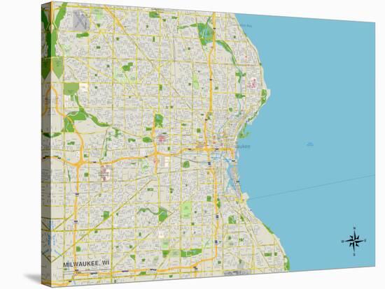 Political Map of Milwaukee, WI-null-Stretched Canvas