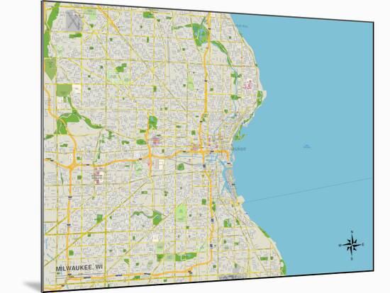 Political Map of Milwaukee, WI-null-Mounted Art Print