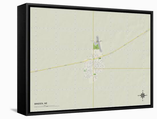 Political Map of Minden, NE-null-Framed Stretched Canvas