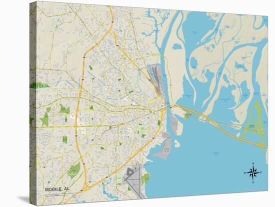 Political Map of Mobile, AL-null-Stretched Canvas