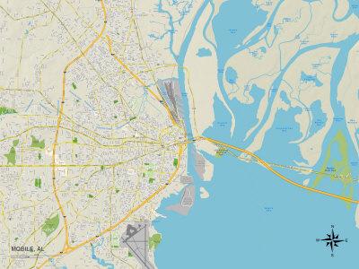 'Political Map of Mobile, AL' Posters | AllPosters.com