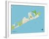 Political Map of Montauk, NY-null-Framed Art Print