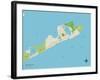 Political Map of Montauk, NY-null-Framed Art Print