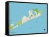 Political Map of Montauk, NY-null-Framed Stretched Canvas