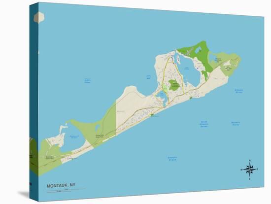 Political Map of Montauk, NY-null-Stretched Canvas