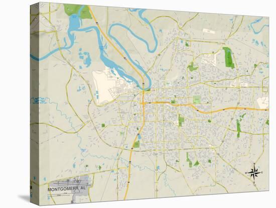 Political Map of Montgomery, AL-null-Stretched Canvas