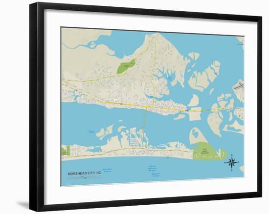 Political Map of Morehead City, NC-null-Framed Art Print