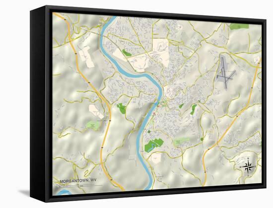 Political Map of Morgantown, WV-null-Framed Stretched Canvas