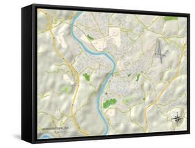 Political Map of Morgantown, WV-null-Framed Stretched Canvas