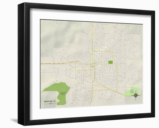 Political Map of Moscow, ID-null-Framed Art Print