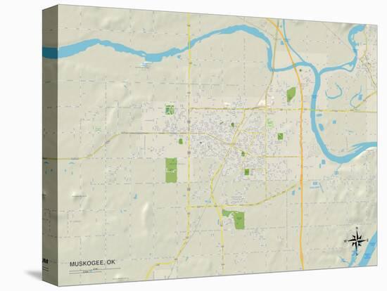Political Map of Muskogee, OK-null-Stretched Canvas